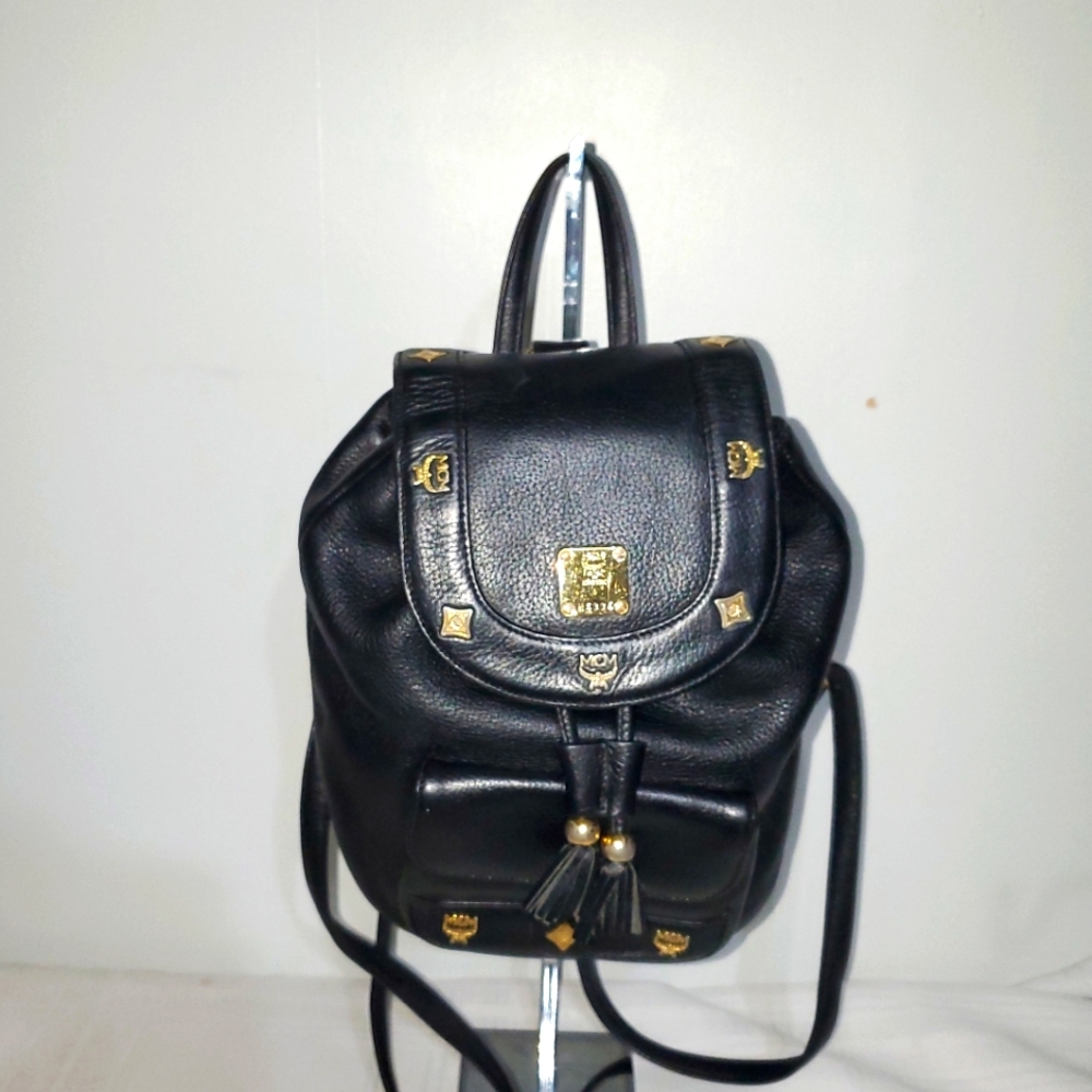 Mcm Leather Drawstring Back Pack Bag - image 8